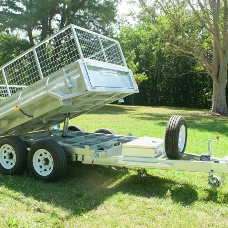 KKT-TP85H3500RP - 8×5 Tandem Axle Hydraulic Tipper Galvanised Box Trailer 3500kg ATM WITH RAMPS AND RAMP HOLDER