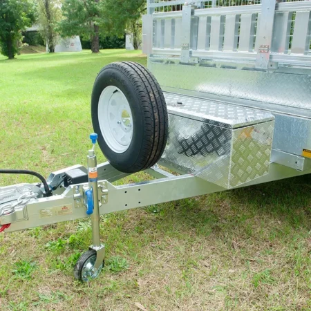 KKT-FT127TP1-4500- 12×7 Hydraulic Tipper Galvanised Flat Top Trailer 4500kg ATM WITH 900mm CAGE