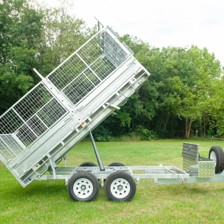 KKT-FT127TP1-4500- 12×7 Hydraulic Tipper Galvanised Flat Top Trailer 4500kg ATM WITH 900mm CAGE