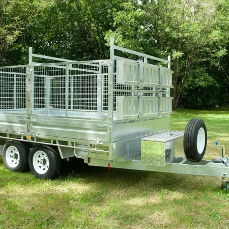 KKT-FT127TP1-4500- 12×7 Hydraulic Tipper Galvanised Flat Top Trailer 4500kg ATM WITH 900mm CAGE