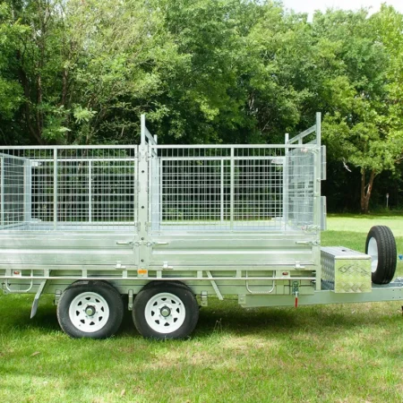 KKT-FT127TP1-4500- 12×7 Hydraulic Tipper Galvanised Flat Top Trailer 4500kg ATM WITH 900mm CAGE