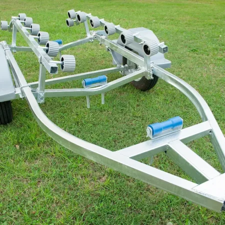 Side view of a single jetski trailer with galvanized steel frame