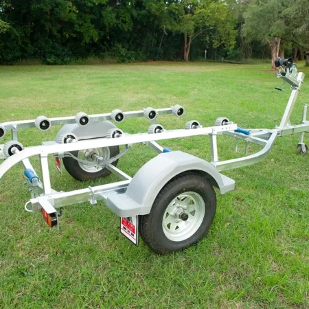 Detail shot of LED tail lights on trailer