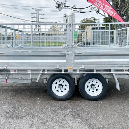 KKT-FT127TP1-3500RP - 12×7 Hydraulic Tipper Galvanised Flat Top Trailer 3500kg ATM WITH 600mm CAGE AND LOADING RAMP