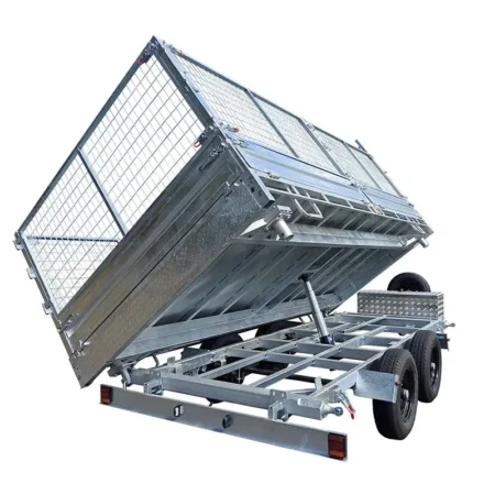 KKT-FT127TP3-4500 - 12×7 Hydraulic 3-Way Tipper Galvanised Flat Top Trailer 4500kg ATM WITH 900mm CAGE