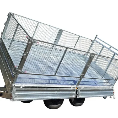 KKT-FT127TP3-4500 - 12×7 Hydraulic 3-Way Tipper Galvanised Flat Top Trailer 4500kg ATM WITH 900mm CAGE