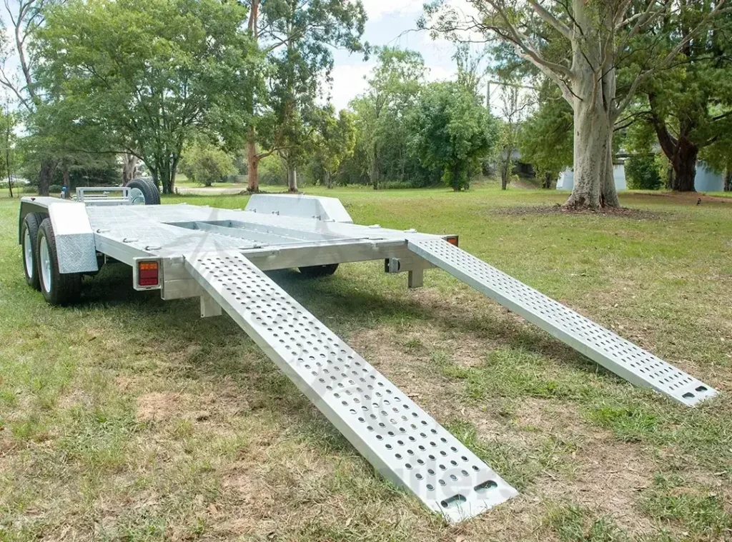 Preparing the car trailer to tow a car