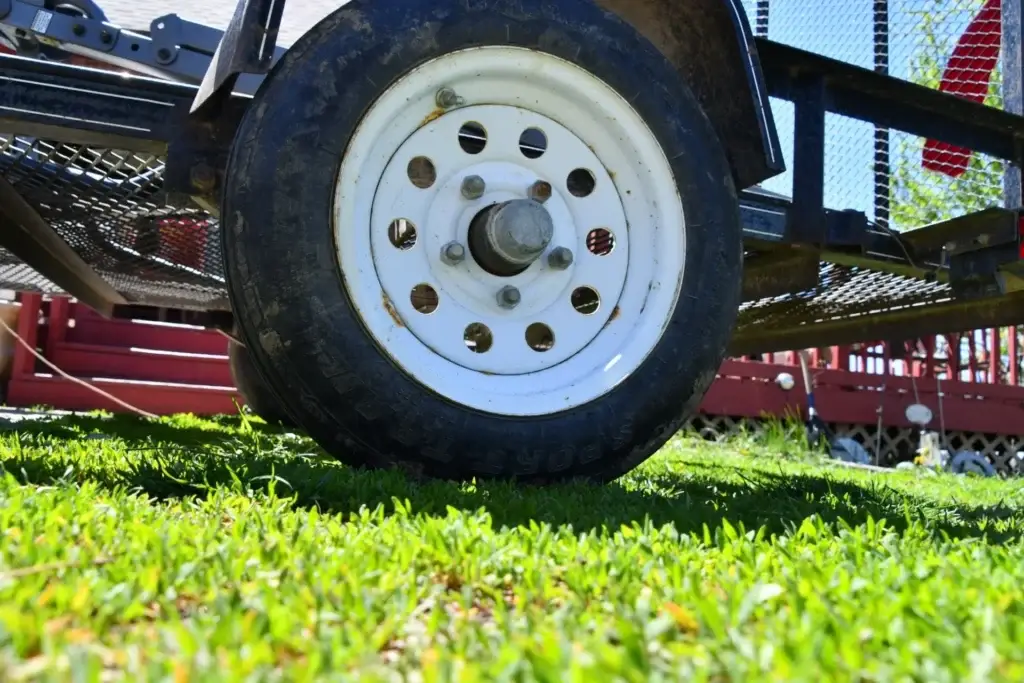 Wheel and tire on a trailer