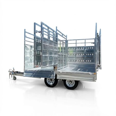 KKT-FT127-CATTLE 12×7 Livestock Trailer 3500kg ATM with Side Rails and Dropdown Aluminium Ramps