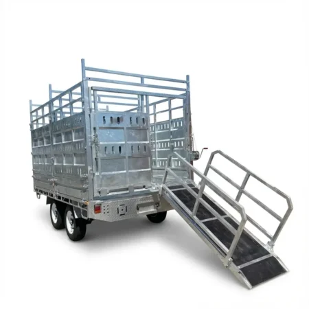 KKT-FT127-CATTLE 12×7 Livestock Trailer 3500kg ATM with Side Rails and Dropdown Aluminium Ramps